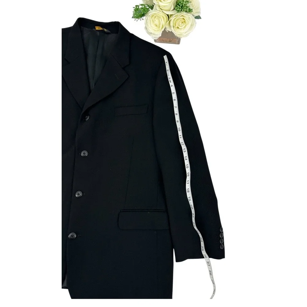 Vintage Bachrach Blazer Sport Jacket Men's 46R Black Made in Italy *See